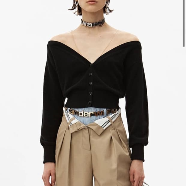 알렉산더왕 시스루 숄더 패널 가디건