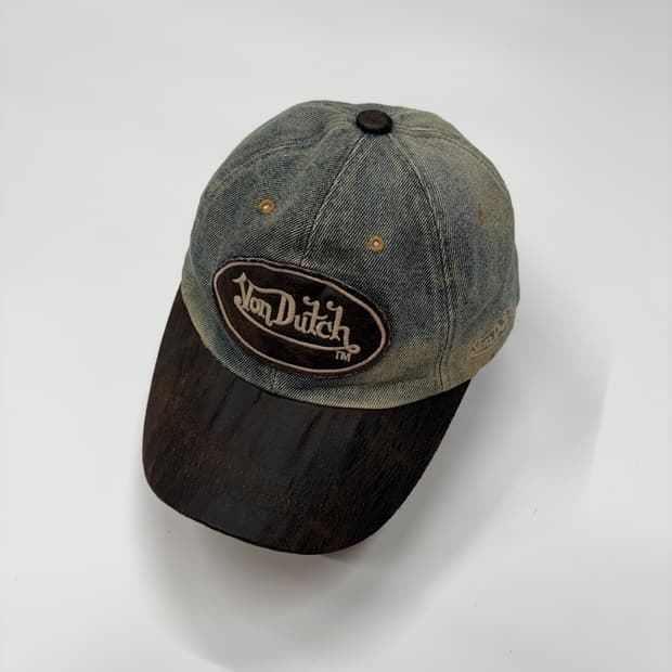 Von Dutch 본더치 빈티지 워싱 데님 볼캡 모자