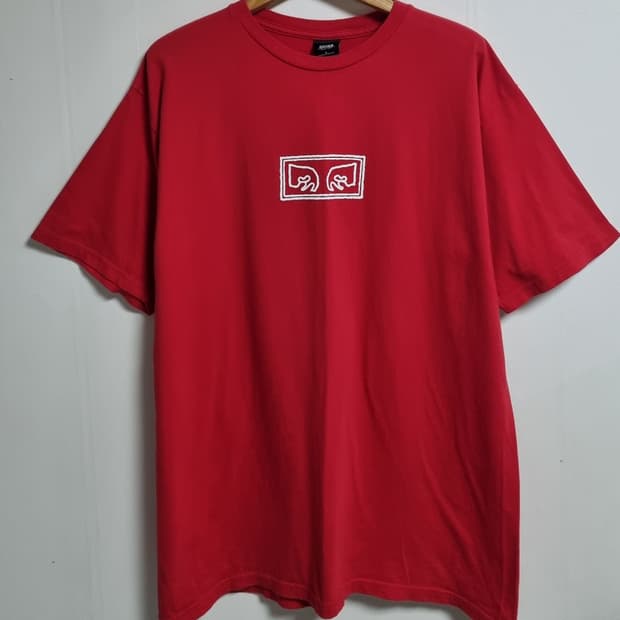 L ) OBEY 오베이 레드 반팔티