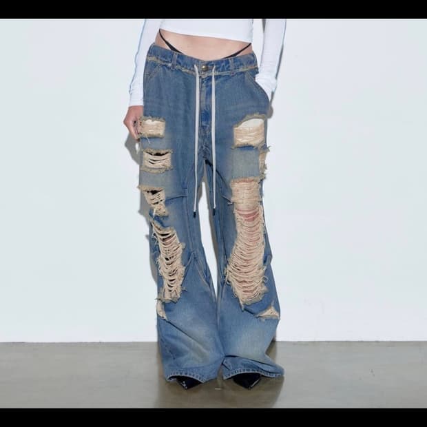 스컬프터 데님 찢청 S