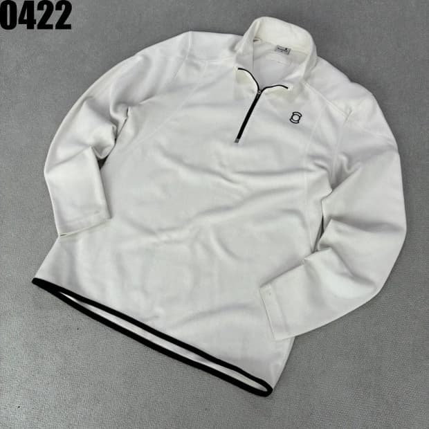 와이드앵글 화이트 하프넥 기모 맨투맨 티셔츠 m