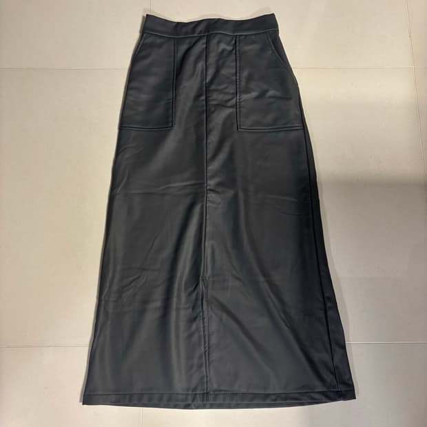 차콜 레더 롱 스커트 가죽 롱스커트