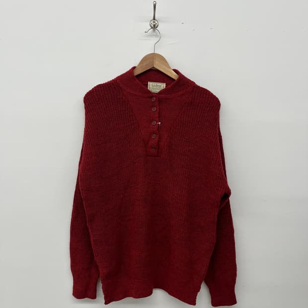 L.L.Bean 버튼업 니트 스웨터 버건디