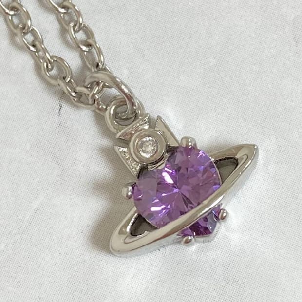 비비안웨스트우드 아카이브 퍼플 하트 크리스탈 팬던트 목걸이