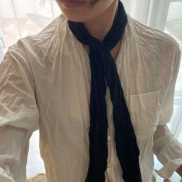 pkby 코튼 실크 스카프 블랙