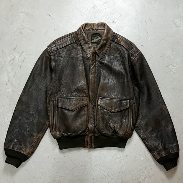 80's OG 아비렉스 레더 A-2 자켓 빈티지 레더 봄버 자켓