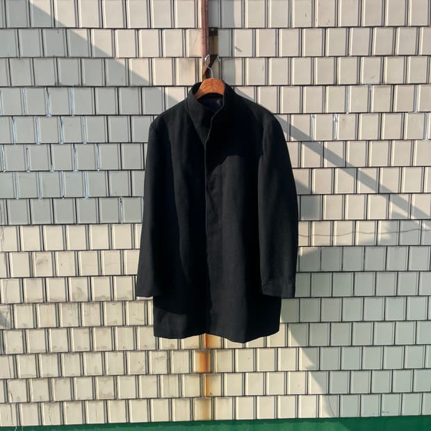 100% Cashmere 하이넥 코트 