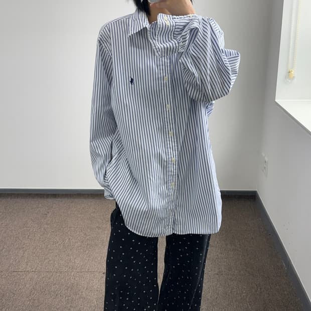 Polo 폴로 네이비 포니 블루 스트라이프 셔츠