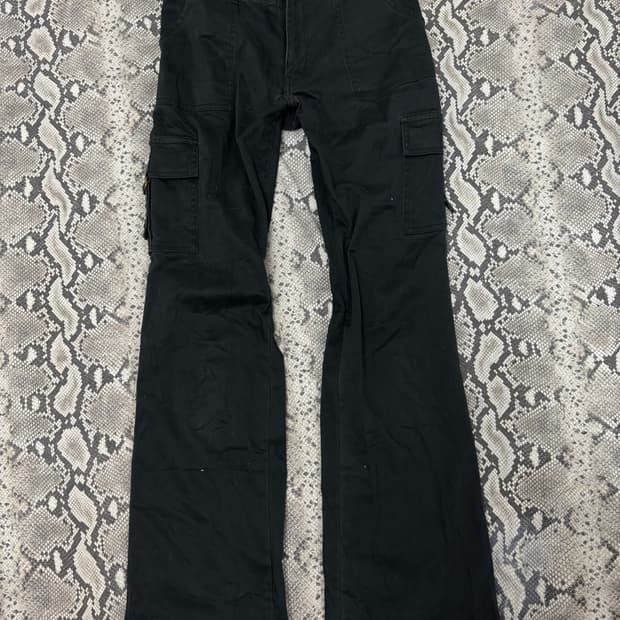 Semi-Boots Cut Black Cargo Pants