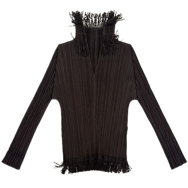 Pleats Please Fringed High Neck Top/ 3