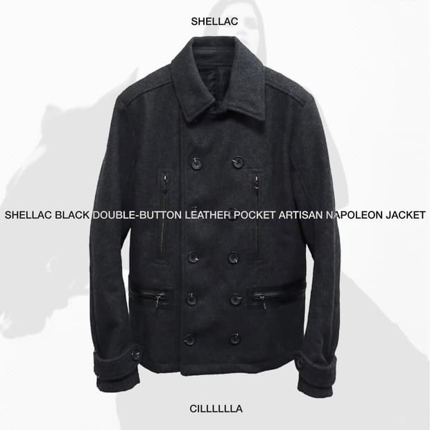 [46] SHELLAC 쉘락 더블버튼 레더 포켓 아티잔 나폴레옹자켓