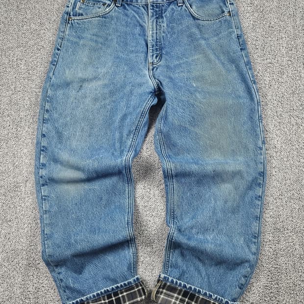 칼하트 헤비 플란넬 체크 데님 워크 팬츠 (36 X 32) / 10049