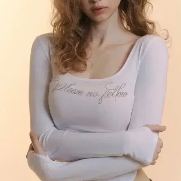 플리즈노팔로우 로미탑 로미 로고 롱슬리브탑 화이트