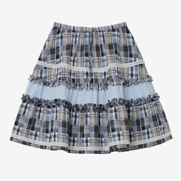타입서비스 스커트 Lace Trim Ruffled Check Skirt