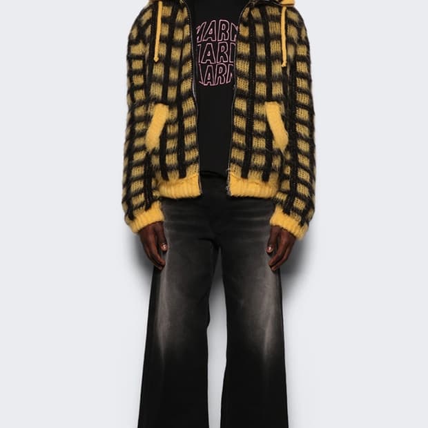 마르니 체크 니트 후드집업 46 황금사이즈 엑소 찬열 착용