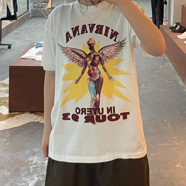 빈티지 너바나 밴드 1993 월드투어 반팔 H2549