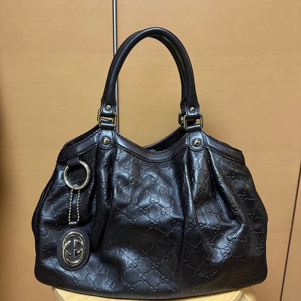 구찌 시마 수키 레더 숄더백 브라운