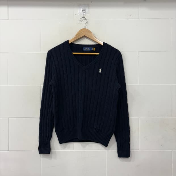 폴로랄프로렌 브이넥 꽈배기니트