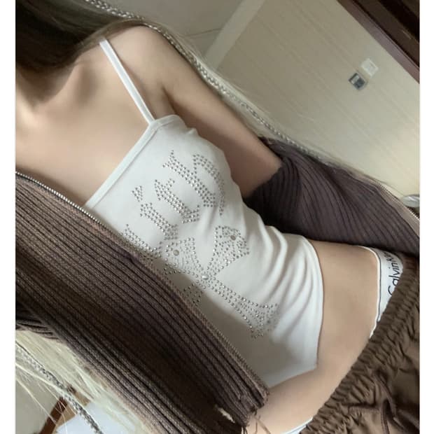 급전) 스젠 히코미 레터링 y2k 탑 화이트 스젠 크롭 나시탑
