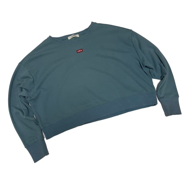 에드윈(EDWIN) 크롭 실루엣 미니 로고 크롭 맨투맨