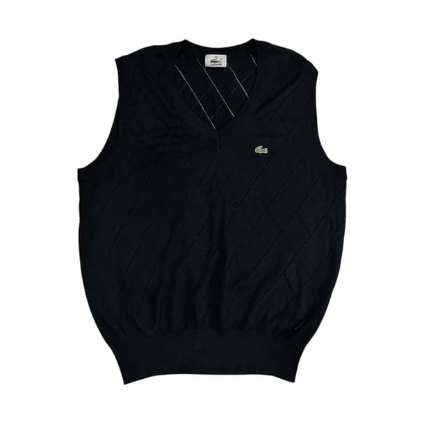 라코스테 네이비 아가일 니트 베스트