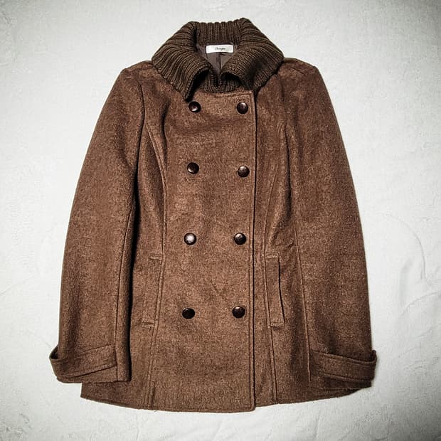 10s Oscope Knit Collar Wool Pea Coat