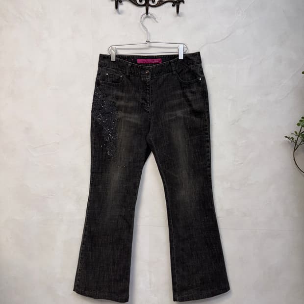 Washing black denim oriental bootscut pt