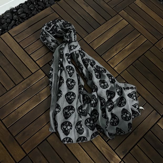 스컬 롱 스카프 펑크