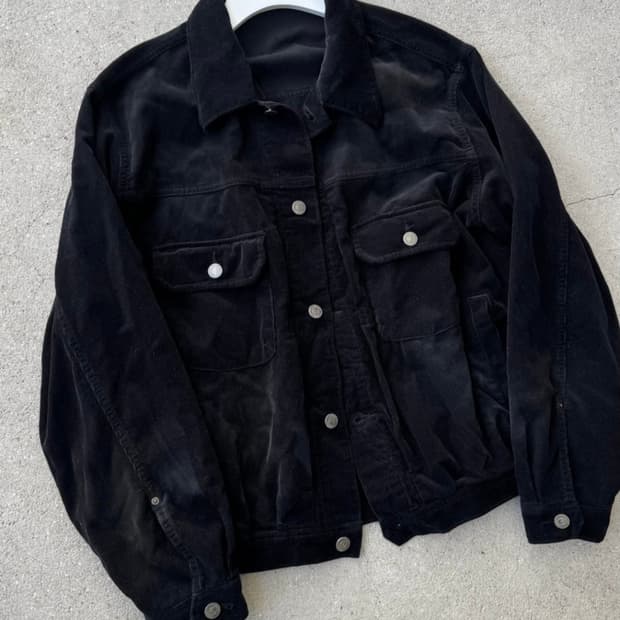 [3] 폴리테루 유즈드 트러커 코듀로이 멀티 페이디드 블랙