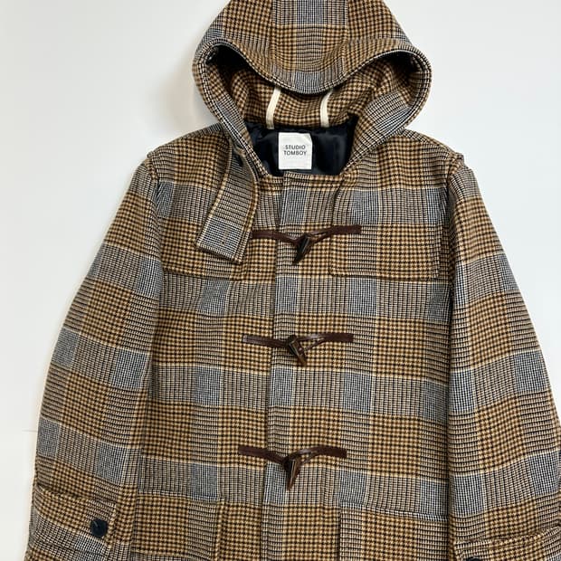 스튜디오 톰보이 토글 더플 체크울코트 