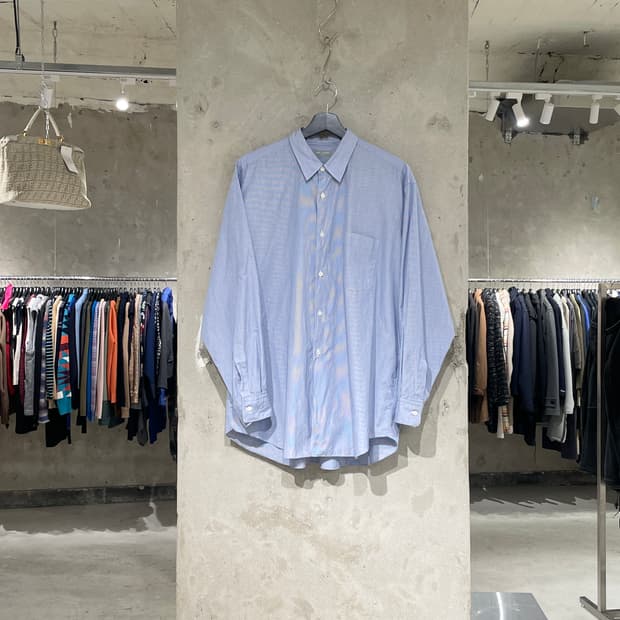 꼼데가르송 옴므 ad1994 블루 스트라이프 싱글 포켓 셔츠