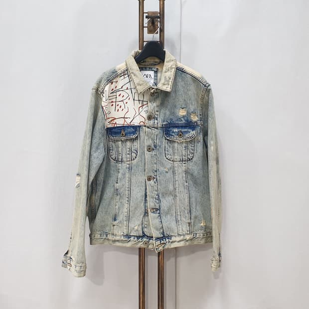 자라 장미쉘바스키아 콜라보 데님 트러커자켓 XL