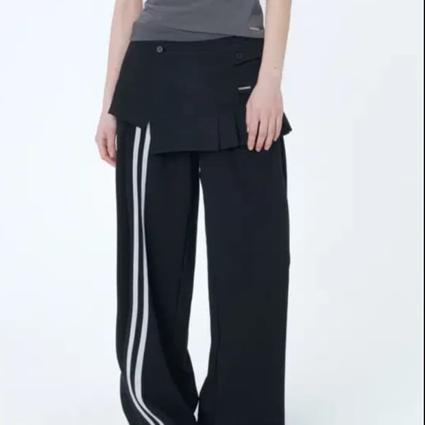 미세키서울 Track pleats skirt pants SET BLACK