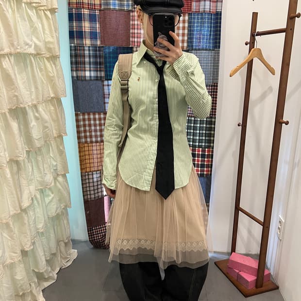 폴로 라이트그린 스트라이프 셔츠