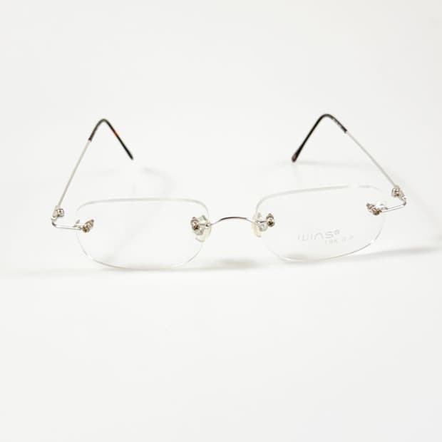 WINS 무테 스퀘어 실버 메탈 프레임 빈티지 안경