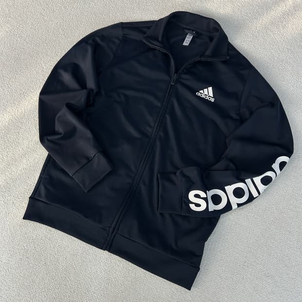 아디다스 블랙 트랙탑 팔 로고 자켓 m