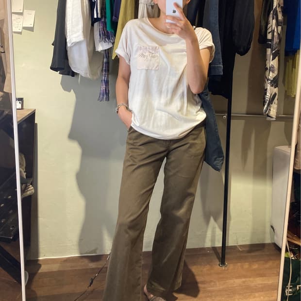 벨트 포인트 카키 치노 팬츠