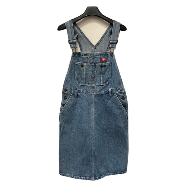 디키즈 연청 데님 오버롤 멜빵 스커트 S