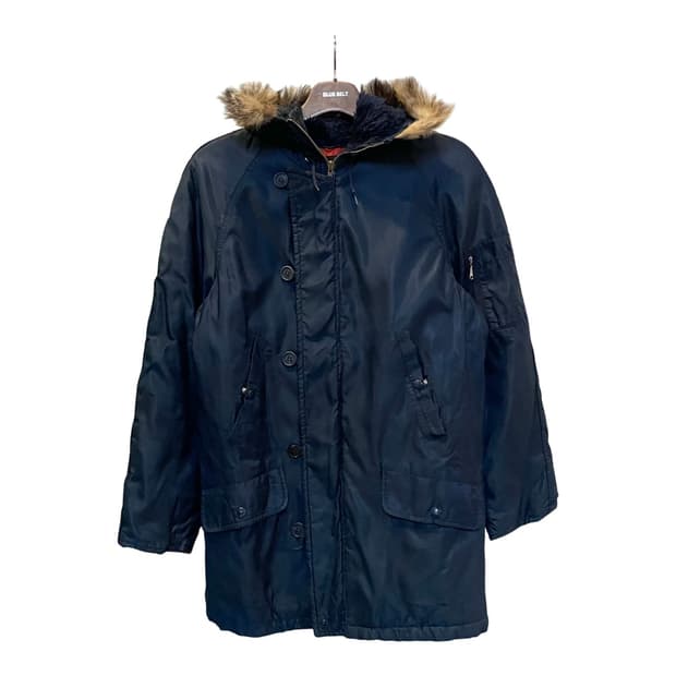 퍼후드 패딩 파카 자켓 멀티포켓 스트링 디테일 네이비