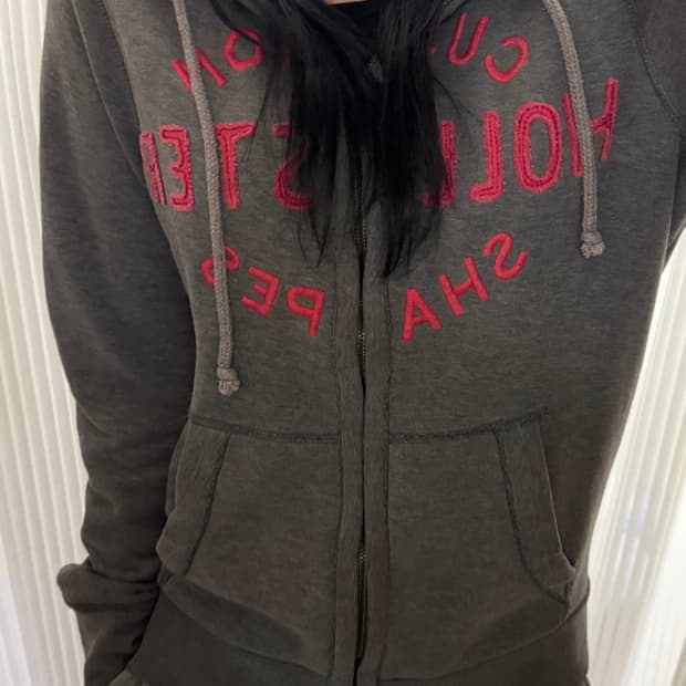 홀리스터 그레이 후드집업 m