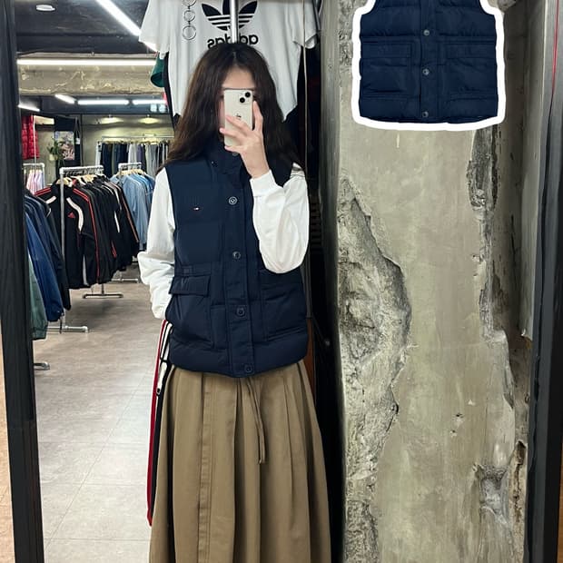 타미힐피거 덕다운 패딩 베스트 네이비 키즈14 #csz2430