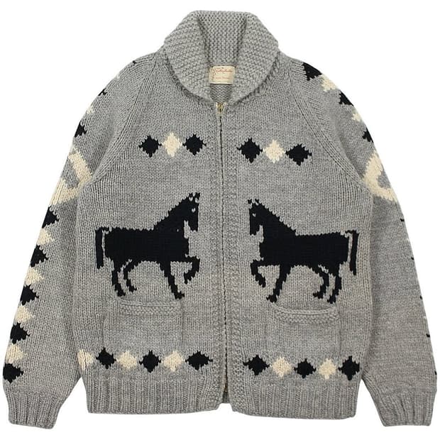 1960s 울 코위찬 집업 스웨터 빈티지 캐나다