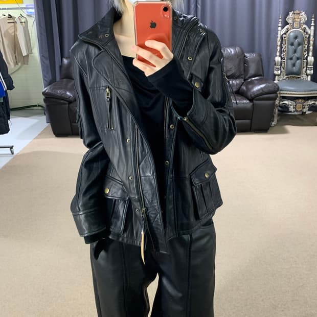 양가죽 금장버튼 리얼레더 쉽스킨 봄버 포켓자켓 디올나폴레옹st 00s