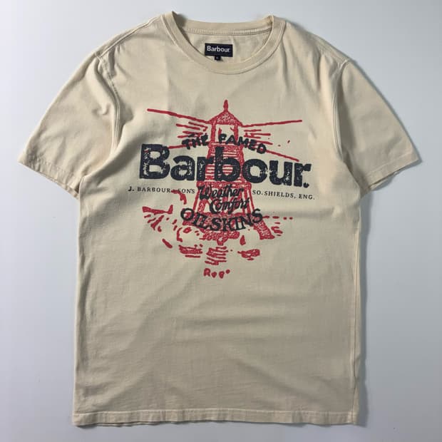 Barbour  바버 등대 그래픽 베이지 반팔 티셔츠 