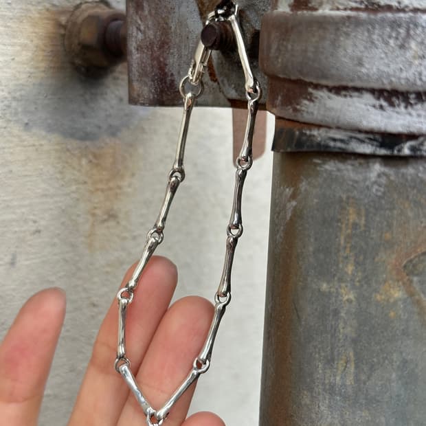 Skull Bone Bar Chain 925Silver Bracelet