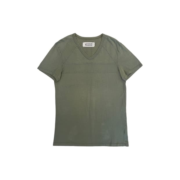 마틴 마르지엘라 06AW No.10 라인 디테일 브이넥 티셔츠