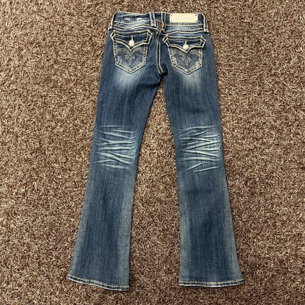 락리바이벌 부츠컷 워싱 데님 팬츠