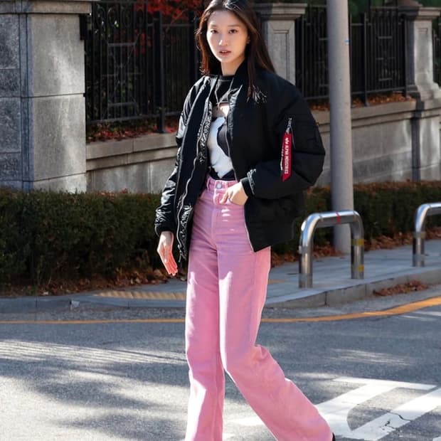 키치 하이틴 감성 🎀 핑크데님와이드팬츠