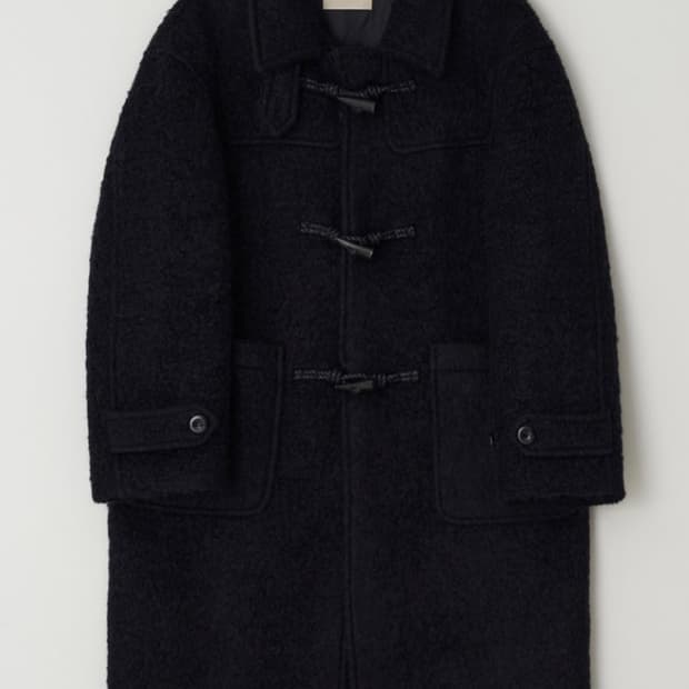 (1회착용) 윤슬샵 모헤어 더플코트 블랙네이비