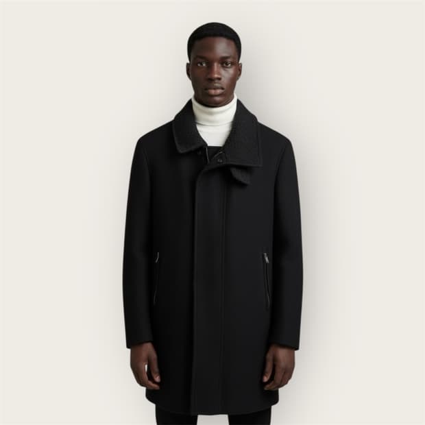 100/ 시스템옴므 캐시미어 블렌딩 시어링 패딩코트